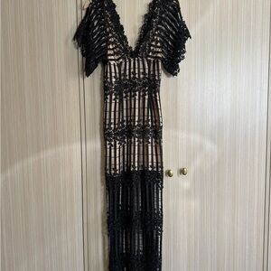 Free People Black Maxi Dress w/ attached slip